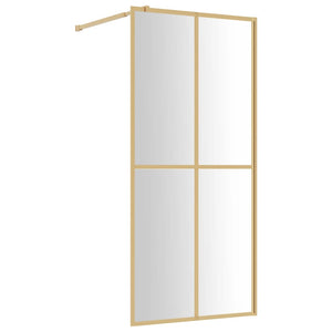 Walk-in Shower Wall with Clear ESG Glass Gold 31.5"x76.8"