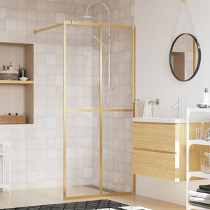 Walk-in Shower Wall with Clear ESG Glass Gold 31.5"x76.8"
