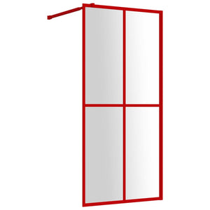 Walk-in Shower Wall with Clear ESG Glass Red 39.4"x76.8"