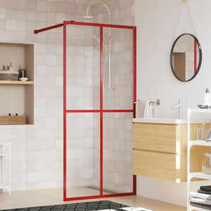 Walk-in Shower Wall with Clear ESG Glass Red 39.4"x76.8"
