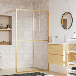Walk-in Shower Wall with Clear ESG Glass Gold 46.5"x76.8"
