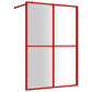 Walk-in Shower Wall with Clear ESG Glass Red 55.1"x76.8"