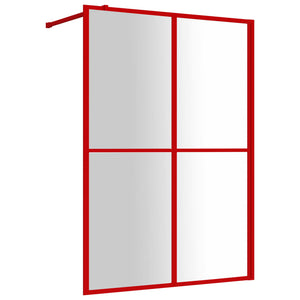 Walk-in Shower Wall with Clear ESG Glass Red 55.1"x76.8"