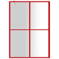 Walk-in Shower Wall with Clear ESG Glass Red 55.1"x76.8"