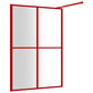 Walk-in Shower Wall with Clear ESG Glass Red 55.1"x76.8"