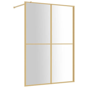 Walk-in Shower Wall with Clear ESG Glass Gold 55.1"x76.8"
