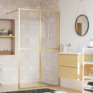 Walk-in Shower Wall with Clear ESG Glass Gold 55.1"x76.8"
