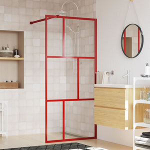Walk-in Shower Wall with Clear ESG Glass Red 31.5"x76.8"