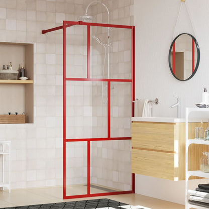 Walk-in Shower Wall with Clear ESG Glass Red 31.5"x76.8"