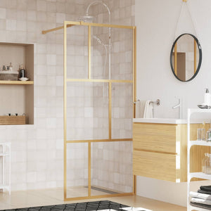 Walk-in Shower Wall with Clear ESG Glass Gold 31.5"x76.8"