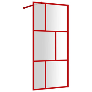 Walk-in Shower Wall with Clear ESG Glass Red 35.4"x76.8"