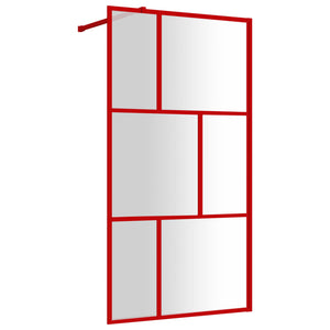 Walk-in Shower Wall with Clear ESG Glass Red 39.4"x76.8"