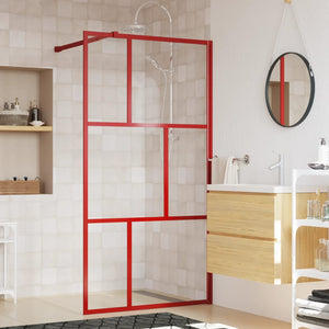 Walk-in Shower Wall with Clear ESG Glass Red 39.4"x76.8"
