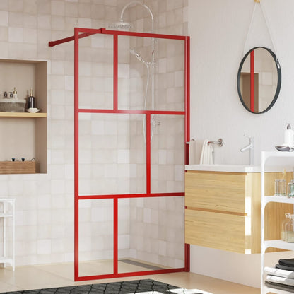 Walk-in Shower Wall with Clear ESG Glass Red 39.4"x76.8"