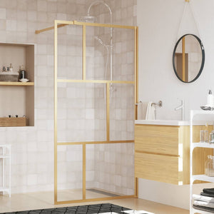 Walk-in Shower Wall with Clear ESG Glass Gold 39.4"x76.8"
