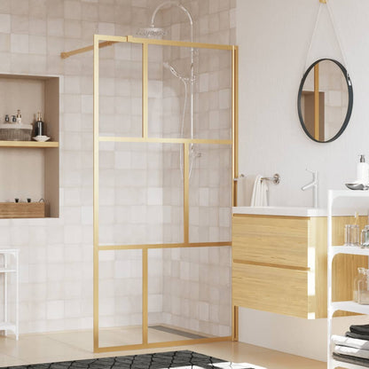 Walk-in Shower Wall with Clear ESG Glass Gold 39.4"x76.8"