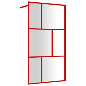 Walk-in Shower Wall with Clear ESG Glass Red 45.3"x76.8"