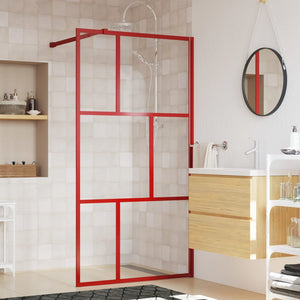 Walk-in Shower Wall with Clear ESG Glass Red 45.3"x76.8"