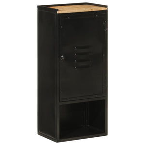 Bathroom Cabinet Black, Natural Wood Iron, Solid Mango Wood Medium