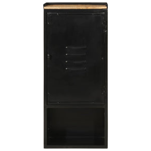 Bathroom Cabinet Black, Natural Wood Iron, Solid Mango Wood Medium