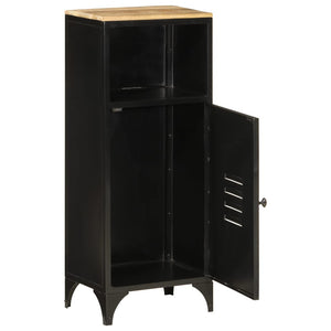Bathroom Cabinet Black Iron and Solid Mango Wood Medium