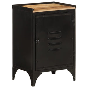 Bathroom Cabinet Black, Natural Wood Iron, Solid Mango Wood Medium