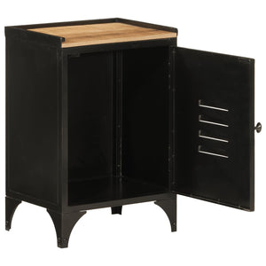 Bathroom Cabinet Black, Natural Wood Iron, Solid Mango Wood Medium