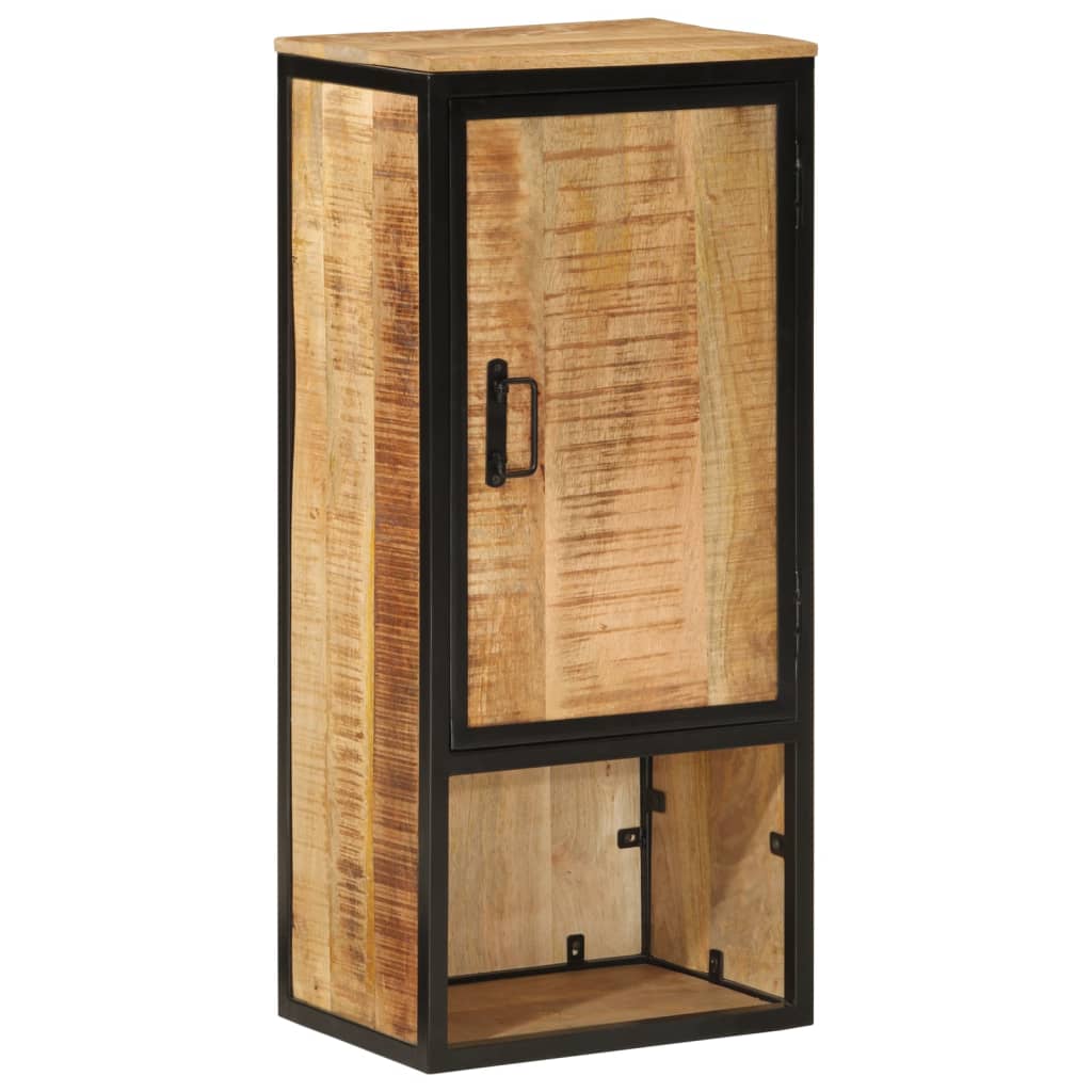 Bathroom Cabinet Brown/Black Solid Mango Wood, Iron Compact