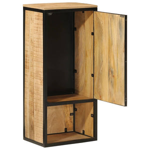 Bathroom Cabinet Brown/Black Solid Mango Wood, Iron Compact