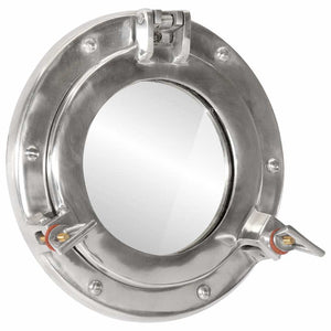 Porthole Mirror Wall Hanging Ø9.1" Aluminum and Glass