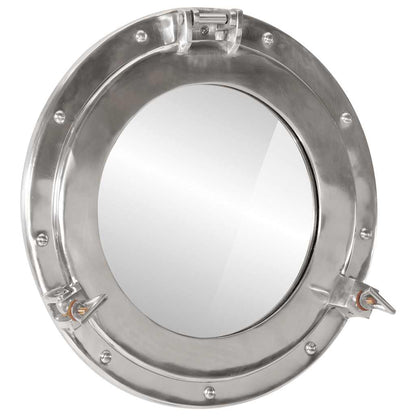  Porthole Mirror Wall Hanging Ø15" Aluminum and Glass