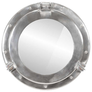  Porthole Mirror Wall Hanging Ø15" Aluminum and Glass