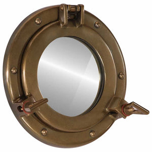  Porthole Mirror Wall Hanging Ø9.1" Aluminum and Glass