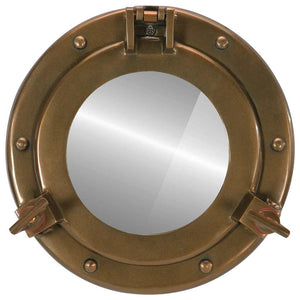  Porthole Mirror Wall Hanging Ø9.1" Aluminum and Glass
