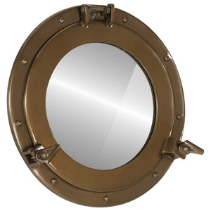  Porthole Mirror Wall Hanging Ø15" Aluminum and Glass