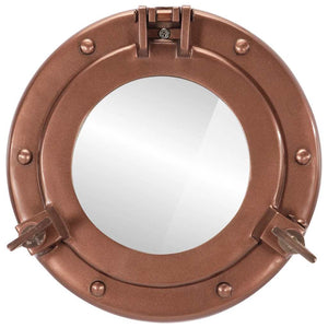  Porthole Mirror Wall Hanging Ø9.1" Aluminum and Glass