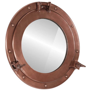  Porthole Mirror Wall Hanging Ø15" Aluminum and Glass
