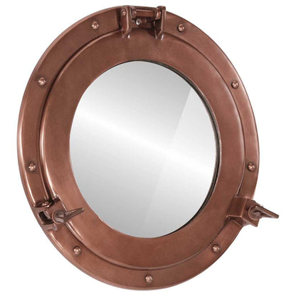  Porthole Mirror Wall Hanging Ø15" Aluminum and Glass