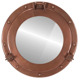  Porthole Mirror Wall Hanging Ø15" Aluminum and Glass