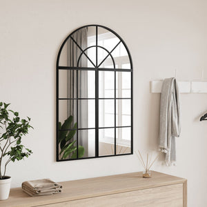 Wall Mirror Black Glass, Powder-coated steel 23.6x35.4 in