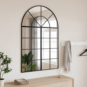 Wall Mirror Black Glass and Powder-Coated Iron 31.5 x 47.2 in