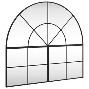 Wall Mirror Black Glass with Powder-Coated Iron Frame Medium