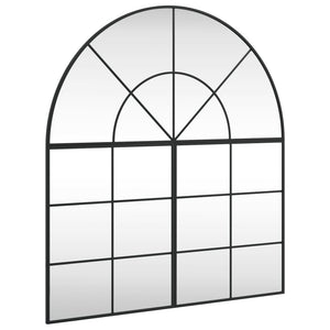 Wall Mirror Black Glass, Powder-Coated Iron 39.4 x 43.3 in