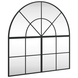 Wall Mirror Black Glass, Powder-Coated Iron 31.5 in x 31.5 in