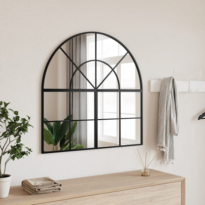 Wall Mirror Black Glass, Powder-Coated Iron 31.5 in x 31.5 in