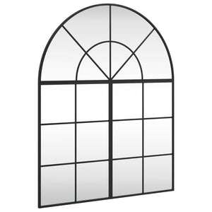 Wall Mirror Black Glass, Powder-coated iron Decorative Inlays