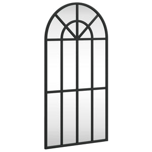 Wall Mirror Black Glass, Powder-coated iron 11.8x23.6 in