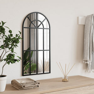 Wall Mirror Black Glass, Powder-coated iron 11.8x23.6 in