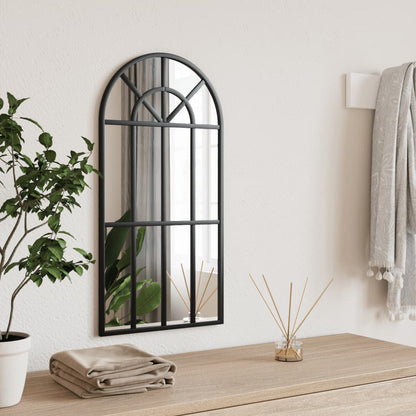 Wall Mirror Black Glass, Powder-coated iron 11.8x23.6 in