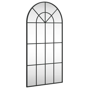 Wall Mirror Black Glass and Powder-Coated Iron 19.7 x 39.4 in